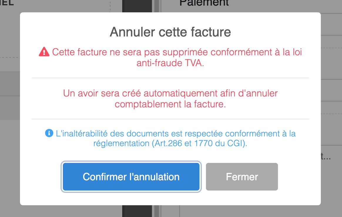Annuler ou supprimer une facture