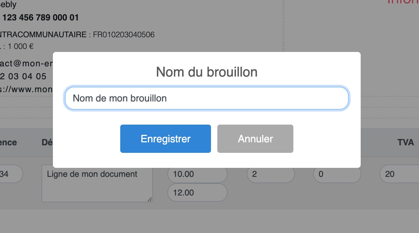 Enregistrement d'un document en brouillon