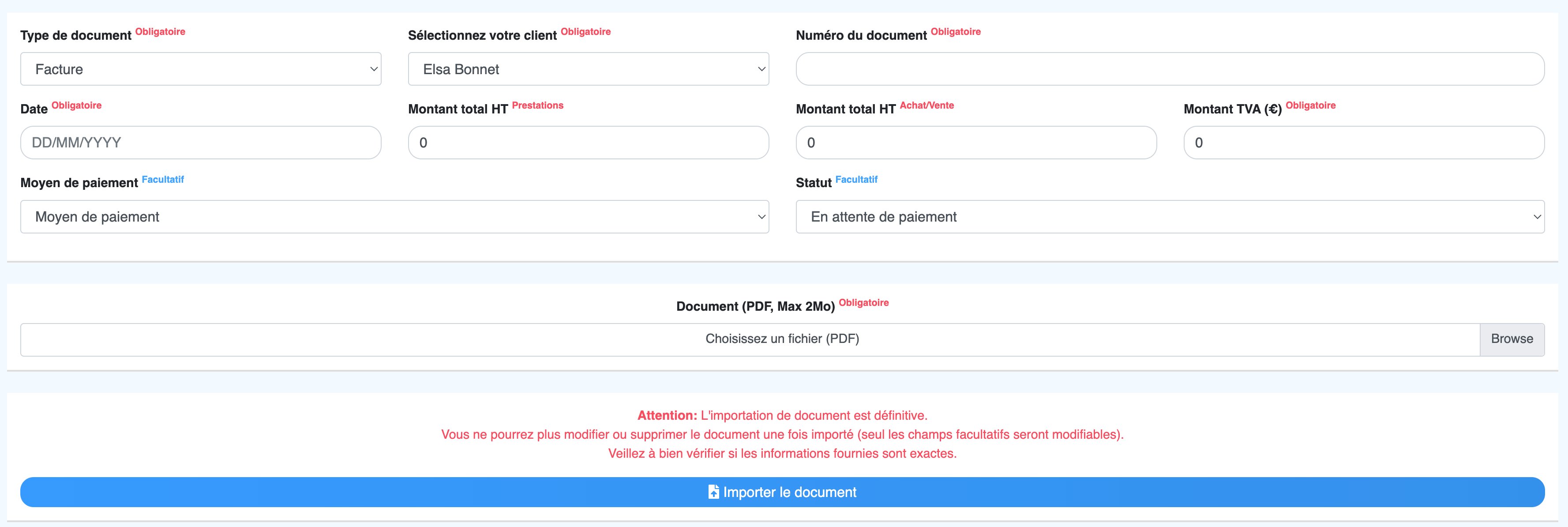 Importation de documents externes