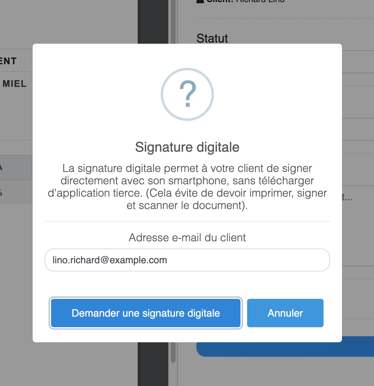 Signature digitale d'un devis