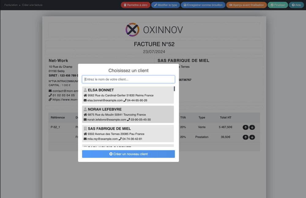 Sélection client pour devis